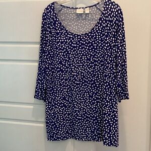 Avenue Blue and White Polka Dot Blouse